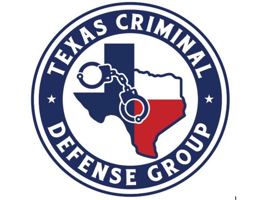 Circular logo of the Texas Criminal Defense Group featuring a Texas state outline in red, white, and blue with handcuffs.